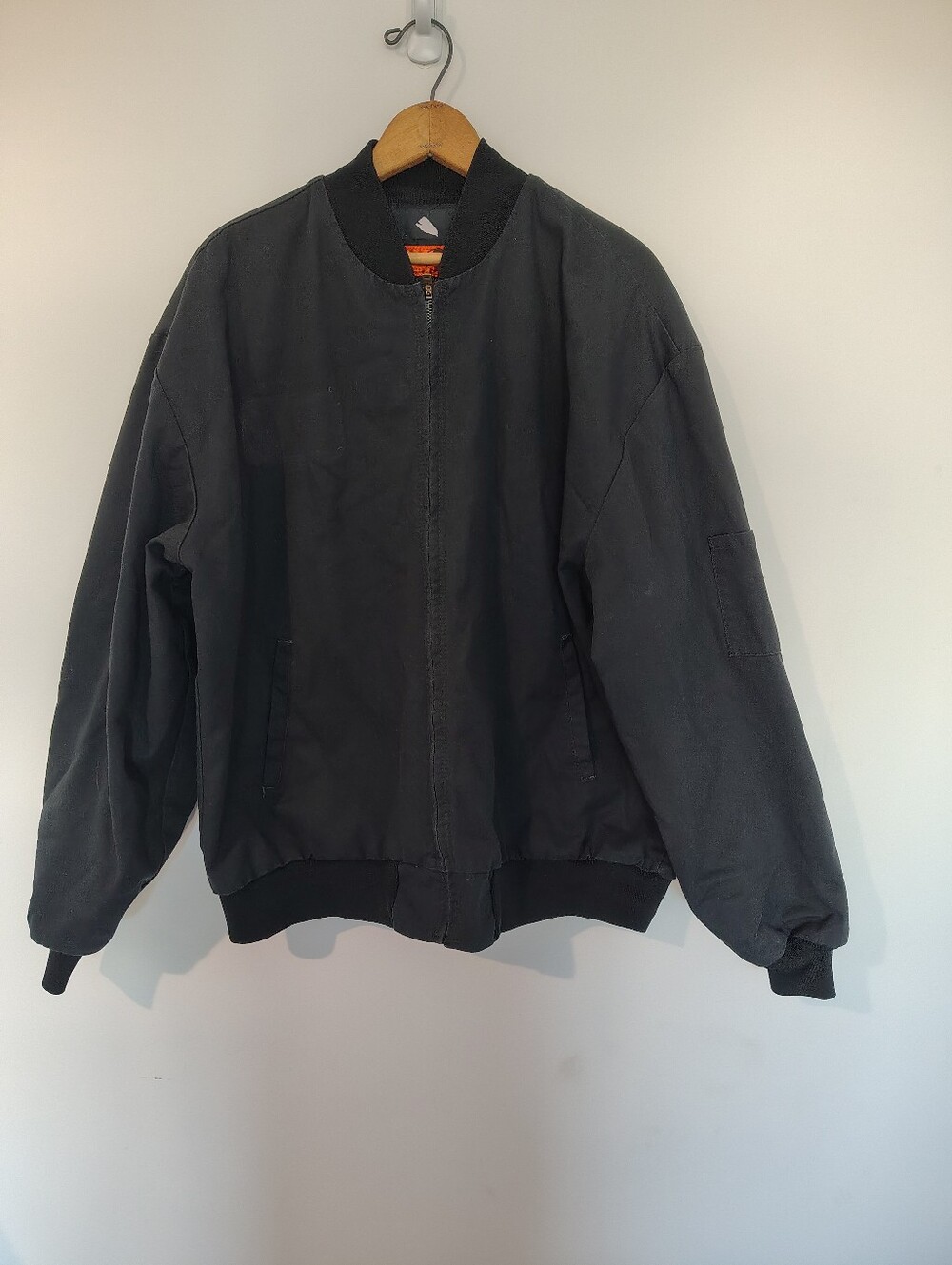 Red Kap Black Utility Bomber Work Jacket, Quilted Lining, Size XL Regular
